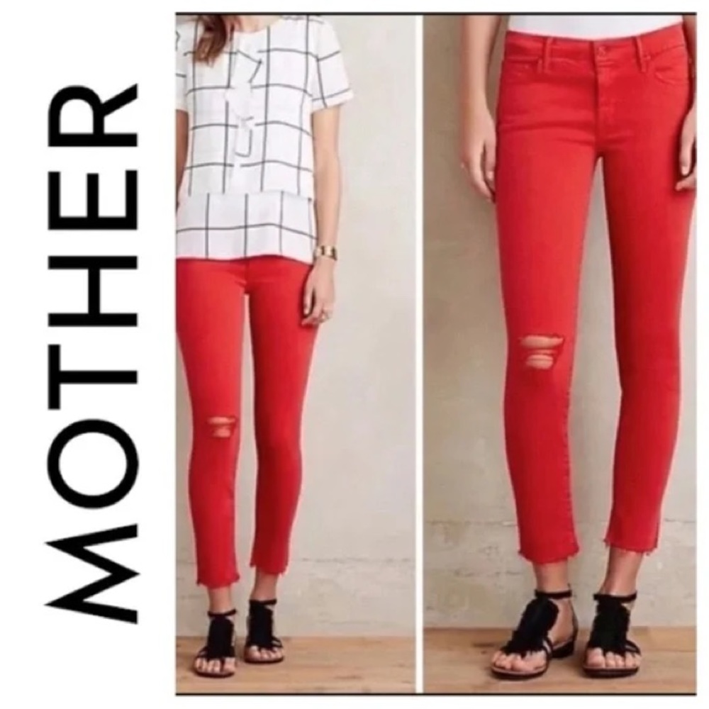 Mother Looker ankle fray jeans